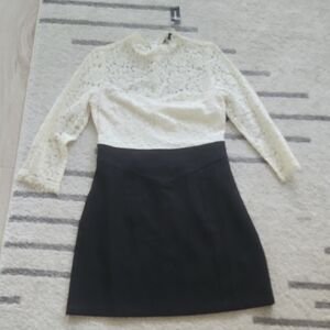 Express Black and Cream Lace Dress
